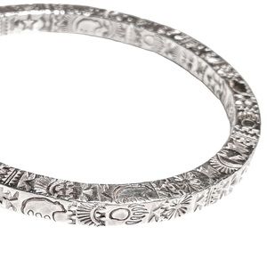 Lujan Sterling Southwest, Native American, Navajo 4-Sided Hand-stamped Bracelet